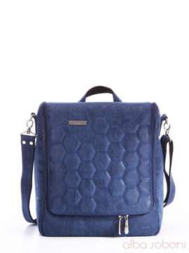 Молодіжна сумка з вышивкою, модель 162823 синій. Зображення товару, вид спереду.