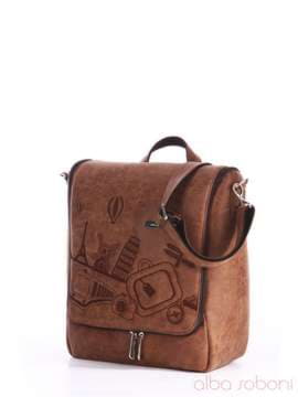 Брендова сумка з вышивкою, модель 162827 коричневий. Зображення товару, вид збоку.