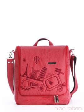Брендова сумка з вышивкою, модель 162829 червоний. Зображення товару, вид спереду.