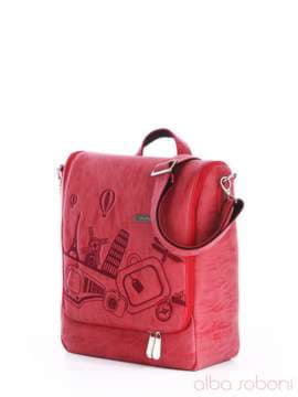 Брендова сумка з вышивкою, модель 162829 червоний. Зображення товару, вид збоку.