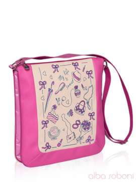 Стильна сумка з вышивкою, модель 141623 рожево-бежевий. Зображення товару, вид збоку.