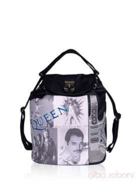 Жіноча сумка - рюкзак з вышивкою, модель 141488 чорний. Зображення товару, вид спереду.