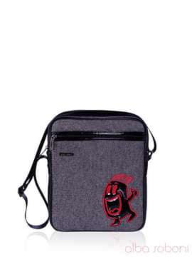 Стильна сумка з вышивкою, модель 151451 чорно-сірий. Зображення товару, вид збоку.