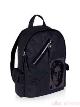 Молодіжний рюкзак - unisex з вышивкою, модель 161714 чорний. Зображення товару, вид збоку.