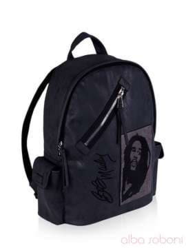 Брендовий рюкзак - unisex з вышивкою, модель 161715 чорний. Зображення товару, вид збоку.