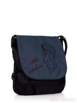 Молодіжна сумка з вышивкою, модель 130970 чорно-сірий. Зображення товару, вид збоку.