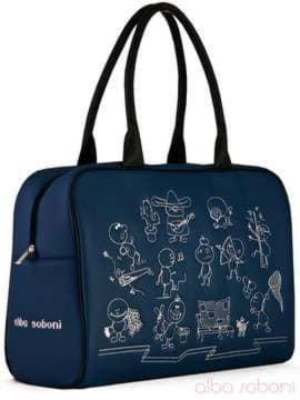Молодіжна сумка з вышивкою, модель 110017 синій. Зображення товару, вид збоку.