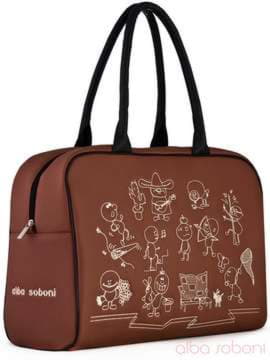 Брендова сумка з вышивкою, модель 110017 коричневий. Зображення товару, вид збоку.