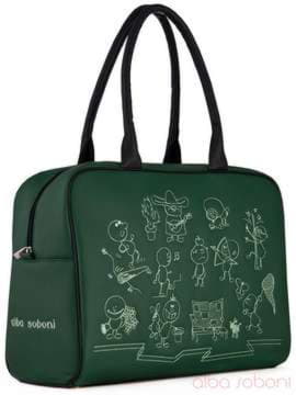 Молодіжна сумка з вышивкою, модель 110017 зелений. Зображення товару, вид збоку.