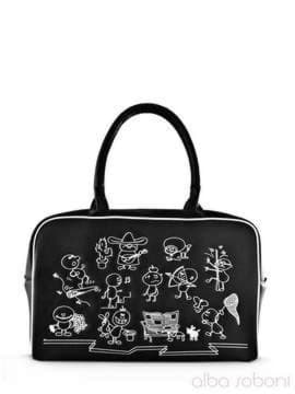 Шкільна сумка з вышивкою, модель 110027 чорний. Зображення товару, вид спереду.