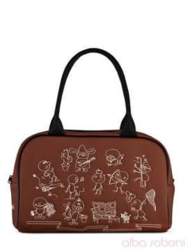 Шкільна сумка з вышивкою, модель 110027 коричневий. Зображення товару, вид спереду.
