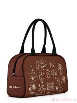 Шкільна сумка з вышивкою, модель 110027 коричневий. Зображення товару, вид збоку.