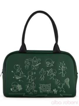 Шкільна сумка з вышивкою, модель 110027 зелений. Зображення товару, вид спереду.