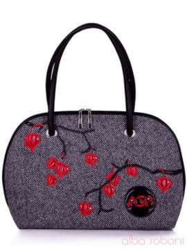 Модна сумка з вышивкою, модель 120353 чорний. Зображення товару, вид спереду.