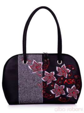 Молодіжна сумка з вышивкою, модель 120356 чорний. Зображення товару, вид спереду.