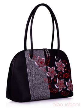 Молодіжна сумка з вышивкою, модель 120356 чорний. Зображення товару, вид збоку.