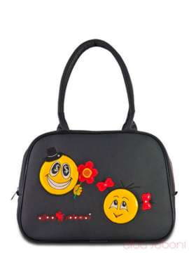 Стильна сумка з вышивкою, модель 120501 чорний. Зображення товару, вид спереду.