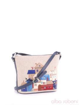 Літня сумочка з вышивкою, модель 160101 льон бежевий. Зображення товару, вид спереду.