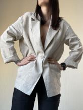 Фото товара: льняной женский пиджак натуральный цвет экрю. Фото - 1.