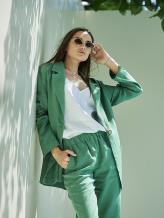Фото товара: льняной женский пиджак зеленый. Фото - 1.