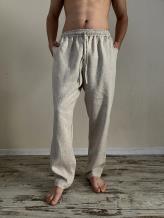 Фото товара: мужские льняные штаны натуральный цвет экрю. Фото - 1.
