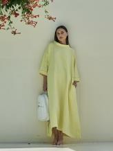 Фото товара: льняное свободное платье лимонное. Фото - 1.