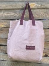 Фото товара: льняная сумка пудрово-розовая. Вид 1.