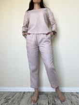 Фото товара: льняные брюки светло-розовые. Фото - 1.