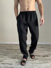 Фото товара: мужские льняные штаны черные. Фото - 1.