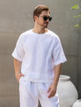 Фото товара: льняная мужская футболка белая. Фото - 1.