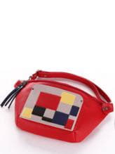 Летняя сумка через плечо, модель 190082 красный. Изображение товара, вид спереди.