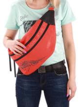 Стильная сумка через плечо с вышивкой, модель 190094 оранжевый. Изображение товара, вид спереди.