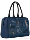 Молодіжна сумка з вышивкою, модель 120760 синій. Зображення товару, вид збоку.