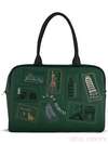Брендова сумка з вышивкою, модель 120760 зелений. Зображення товару, вид спереду.