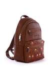 Модний рюкзак з вышивкою, модель 171373 коричневий. Зображення товару, вид збоку.