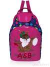 Стильний дитячий рюкзак з вышивкою, модель 0174 синьо-рожевий. Зображення товару, вид спереду.