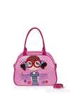 Стильна дитяча сумочка з вышивкою, модель 0325 рожевий. Зображення товару, вид спереду.