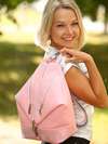 Модний рюкзак з вышивкою, модель 181405 пудрово-рожевий. Зображення товару, вид спереду.