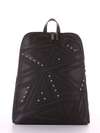 Модний рюкзак з вышивкою, модель 181501 чорний. Зображення товару, вид збоку.