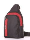 Молодіжний моно рюкзак, модель 181622 чорно-червоний. Зображення товару, вид ззаду.