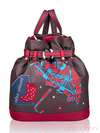 Шкільна сумка - рюкзак з вышивкою, модель 130870 сіро-червоний. Зображення товару, вид спереду.