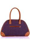 Модна сумка - саквояж з вышивкою, модель 130881 льон коричневий. Зображення товару, вид ззаду.