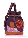 Жіноча сумка - рюкзак з вышивкою, модель 130871 льон коричневий. Зображення товару, вид збоку.