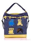 Жіноча сумка - рюкзак з вышивкою, модель 130874 синій. Зображення товару, вид ззаду.