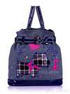 Брендова сумка - рюкзак з вышивкою, модель 130875 синій. Зображення товару, вид спереду.