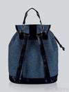 Літній рюкзак з вышивкою, модель 141242 льон синій. Зображення товару, вид ззаду.