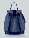 Брендовий рюкзак з вышивкою, модель 141244 льон синій. Зображення товару, вид ззаду.