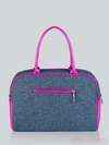 Молодіжна сумка - саквояж з вышивкою, модель 141231 льон синій. Зображення товару, вид ззаду.