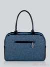 Літня сумка - саквояж з вышивкою, модель 141232 льон синій. Зображення товару, вид ззаду.