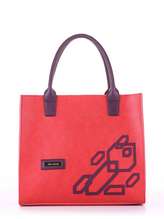 Брендова сумка з вышивкою, модель E18003 червоний-баклажан. Зображення товару, вид спереду.